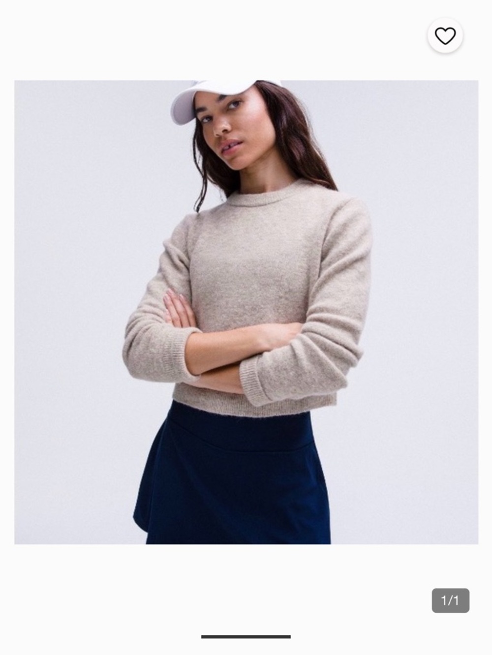 Lululemon Cropped Alpaca Wool Crewneck Sweater in Light Beige